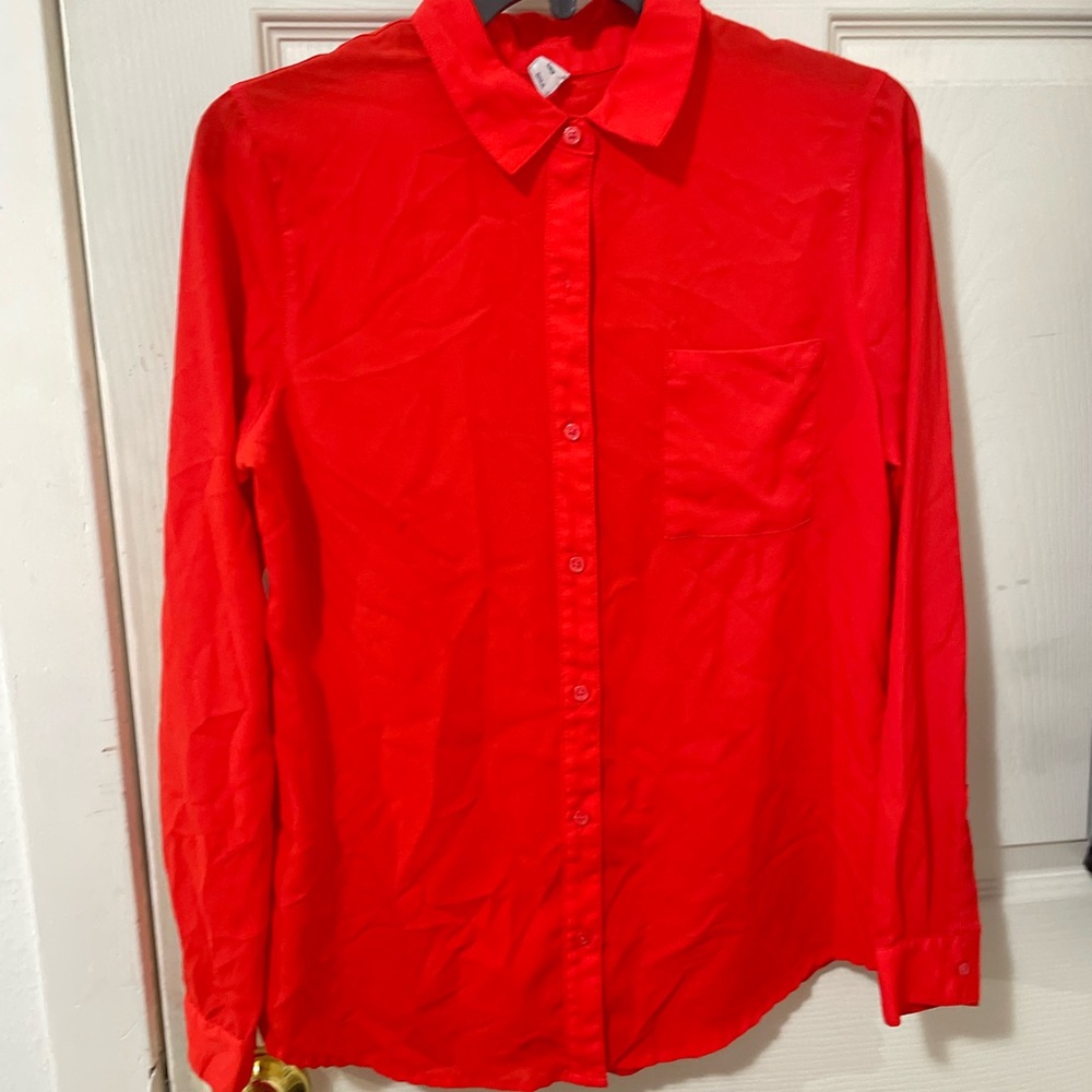 Women’s Red Button-Up Shirt